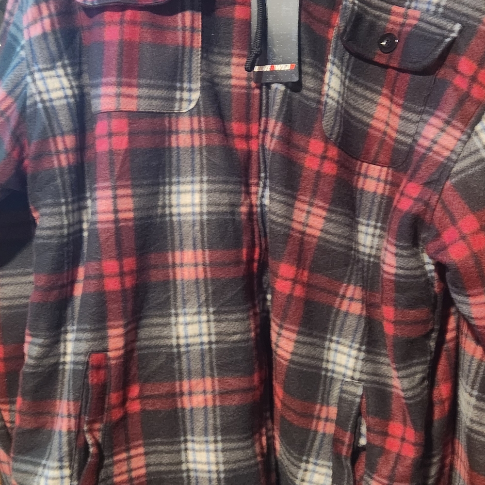 Plaid Shirt Jacket - Red and Black